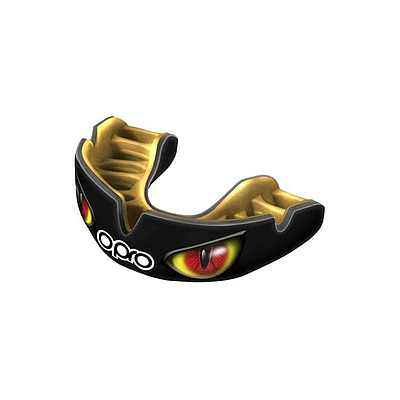 Power-Fit Adult Mouthguard - Aggression Eyes - Black/Gold/Red