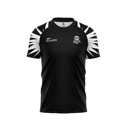 ICC WC T20 ROUND NECK TSHIRT STRIPE JERSEY NEWZEALAND