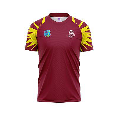 ICC WC T20 ROUND NECK TSHIRT STRIPE JERSEY WINDIES