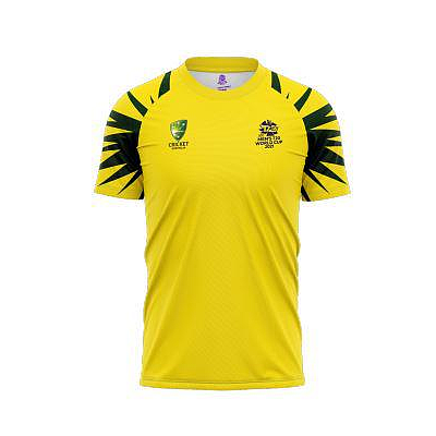 ICC WC T20 ROUND NECK TSHIRT STRIPE JERSEY AUSTRALIA